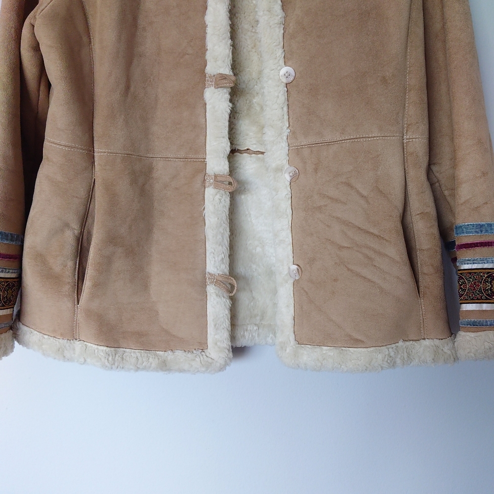 Coldwater Creek Faux Suede Sherpa Lined Jacket Psm View 6
